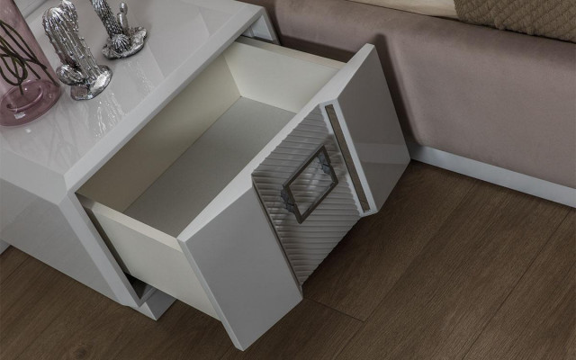 Sypialnia Zestaw Luksusowe Kompletne Łóżko 2x Stolik nocny Modern Meble 3-częściowe Nowość