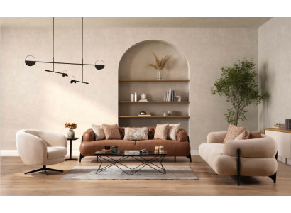 Zestaw sofowy 3+3+1 miejsce do siedzenia Włókienniczy Drewno Sofa 3 miejsce do siedzenia Modern Fotel Nowy Kompletny zestaw