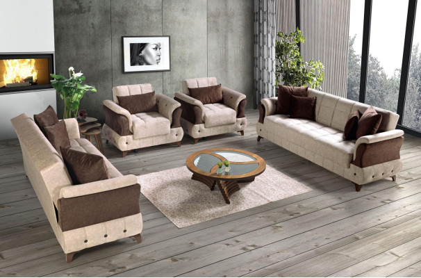 Nowoczesny Zestaw sofowy Fotel Włókienniczy Sofa Luxury Complete Luxury 3+2+1+1 miejsce siedzące