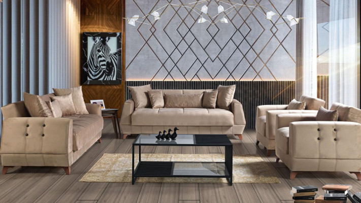 Zestaw sofowy 3+2+1+1 miejsce do siedzenia Sofa Kompletny zestaw Relaks Fotel 4-częściowy.