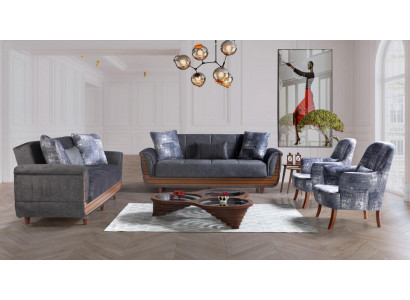 Zestaw sofowy 3+2+1+1 Drewno Salon Luksusowa Sofa Nowoczesny Materiał Całkowicie Nowoczesny