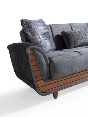 Zestaw sofowy 3+2+1+1 Drewno Salon Luksusowa Sofa Nowoczesny Materiał Całkowicie Nowoczesny