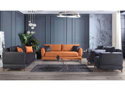 Zestaw sofowy 3+2+1+1 Drewno Salon Luksusowa Sofa Nowoczesny Materiał Kompletny