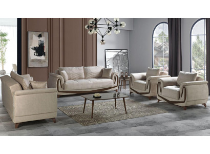 Zestaw sofowy 3+2+1+1 Drewno Salon Luksusowa Sofa Nowoczesny Materiał Całkowicie Nowy