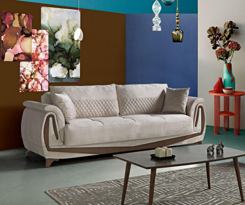 Zestaw sofowy 3+2+1+1 Drewno Salon Luksusowa Sofa Nowoczesny Materiał Całkowicie Nowy