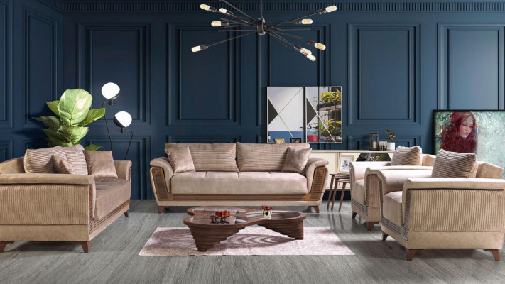 Zestaw sofowy 3+2+1+1 miejsce do siedzenia Włókienniczy Modern Kompletny Fotel Sofa 3 miejsce do siedzenia Luksusowy Nowy