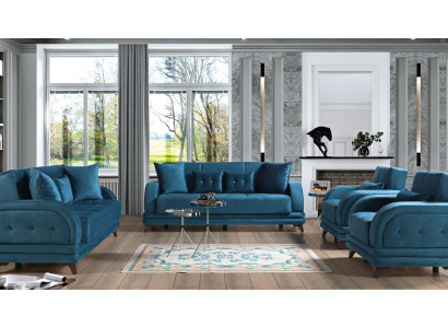 Zestaw sofowy 3+2+1+1 Drewno Salon Luksusowa Sofa Nowoczesny Materiał Całkowicie Nowy Nowoczesny