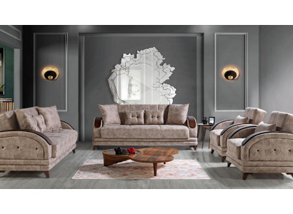 Zestaw sofowy 3+2+1+1 Drewno Salon Luksusowa Sofa Nowoczesny Materiał Całkowicie Nowoczesny Nowy
