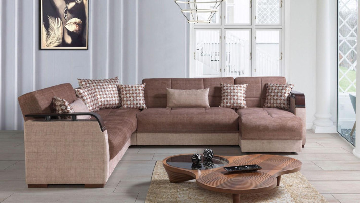 Narożnikowa kanapa Żywy krajobraz Brązowa Sofa w kształcie litery L Salon Narożne sofy Luksusowy zestaw narożny