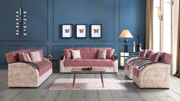 Zestaw sofowy 3+3+1+1 Włókienniczy Drewno Sofa 3 miejsce siedzące Nowoczesny Fotel Nowy Komplet