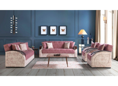 Zestaw sofowy 3+3+1+1 Włókienniczy Drewno Sofa 3 miejsce siedzące Nowoczesny Fotel Nowy Komplet