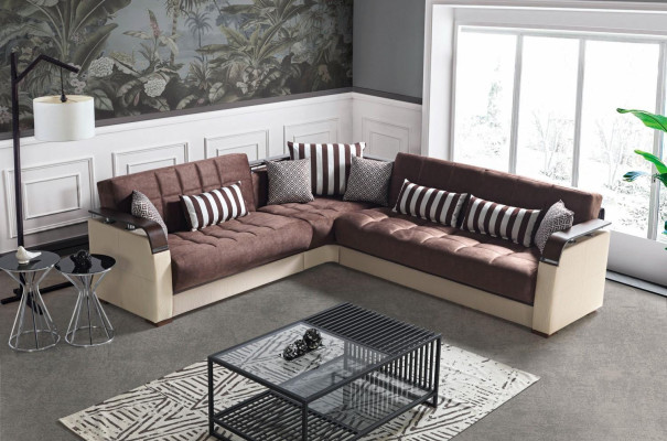Narożnikowa kanapa Żywy krajobraz Beżowa sofa w kształcie litery L Narożne sofy luksusowe 315 x 245