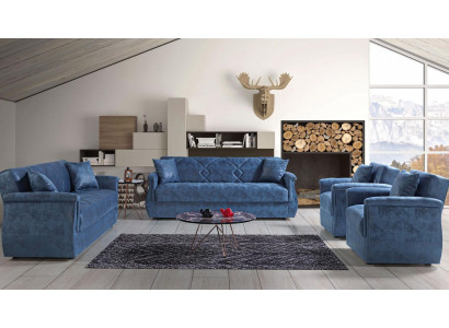 Zestaw sofowy 3+2+1+1 Drewno Salon Luksusowa Sofa Nowoczesny Materiał Kompletny Eu