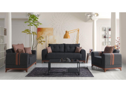 Szary Zestaw sofowy 3+2+1 miejsce do siedzenia Sofa Kompletny zestaw Relaks Fotel 3-częściowy.