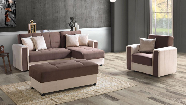 Narożnikowa kanapa Fotel Stołek Włókienniczy Kompletna Podkładka Premium Living Room Modern
