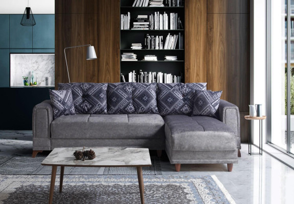 Narożnik kanapa Żywy krajobraz Szary Narożnik Sofa Salon Narożnikowa kanapa Nowoczesna