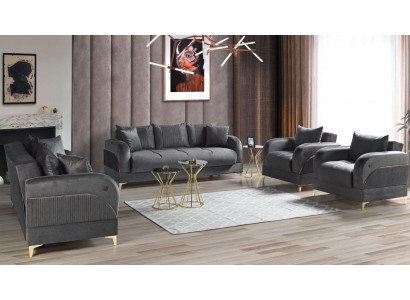 Zestaw sofowy 3+2+1+1 miejsce do siedzenia Meble Zestaw luksusowy Zestaw sofowy Modern Grey 4-częściowy
