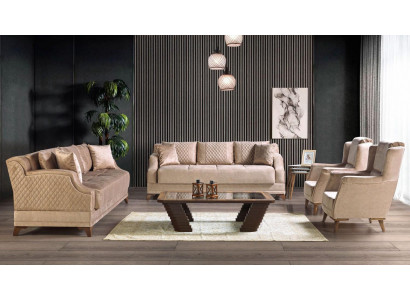 Zestaw sofowy 3+2+1+1 miejsce do siedzenia Fotel Ustawić Modern Relaks Meble Beige Luxury