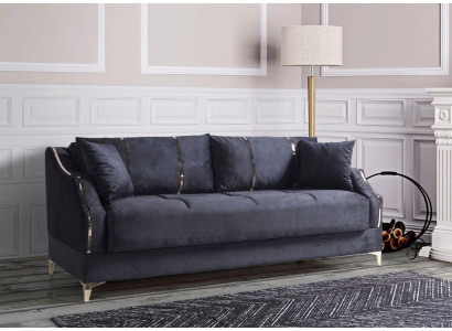 Luksusowe 3 miejsce do siedzenia Sofa Salon Meble Elegancka Sofa Włókienniczy Czarny 208cm