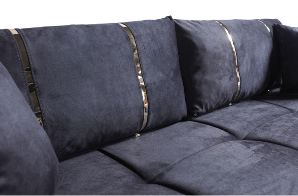 Luksusowe 3 miejsce do siedzenia Sofa Salon Meble Elegancka Sofa Włókienniczy Czarny 208cm