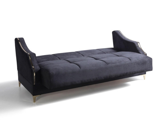 Luksusowe 3 miejsce do siedzenia Sofa Salon Meble Elegancka Sofa Włókienniczy Czarny 208cm
