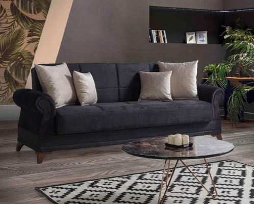 Luksusowa Sofa 3 miejsce do siedzenia Włókienniczy Sofa Czarny Design Meble 3er Podkładka Nowy Zestaw Relaks