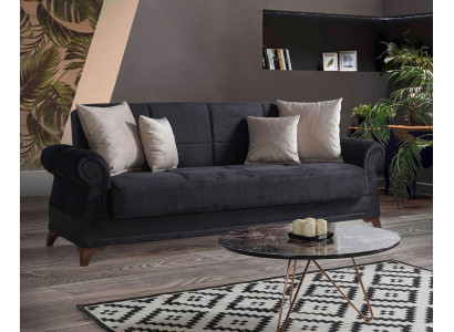 Luksusowa Sofa 3 miejsce do siedzenia Włókienniczy Sofa Czarny Design Meble 3er Podkładka Nowy Zestaw Relaks