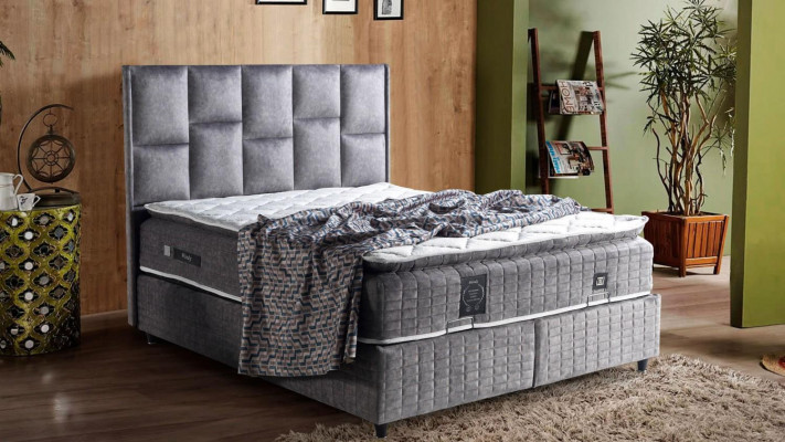 Łóżko Design bed Luxury Beige Podkładka Sypialnia Meble Srebrna 160x200