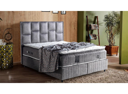Łóżko Design bed Luxury Beige Podkładka Sypialnia Meble Srebrna 160x200