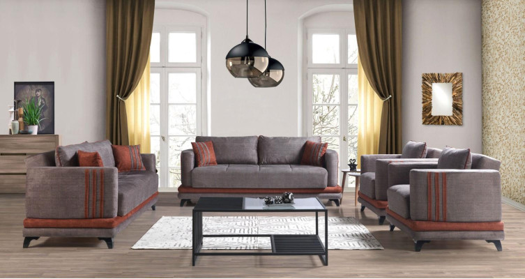 Design Nowoczesny Zestaw do Salonu Zestaw sofowy 3+2+1+1 Szary Zestaw mebli do salonu