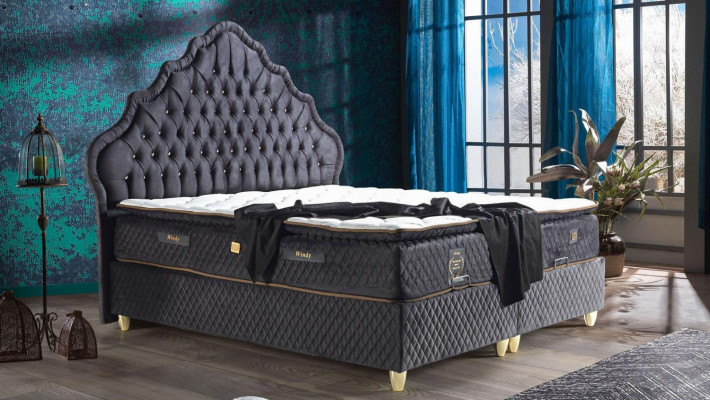 Łóżko Design bed Luxury Czarny Podkładka Sypialnia Meble Chesterfield