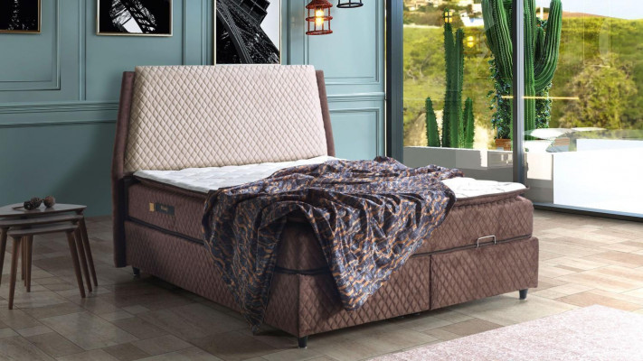 Łóżko Design bed Luxus bed Podkładka Sypialnia Meble Box Spring Brown