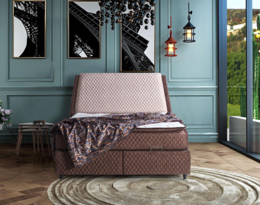 Łóżko Design bed Luxus bed Podkładka Sypialnia Meble Box Spring Brown