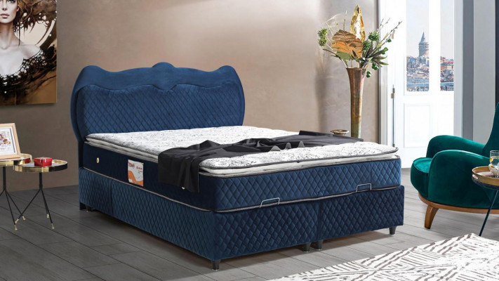 Łóżko Design bed Luxury Blue Podkładka Sypialnia Meble Luxury Modern Box Spring