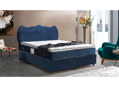Łóżko Design bed Luxury Blue Podkładka Sypialnia Meble Luxury Modern Box Spring