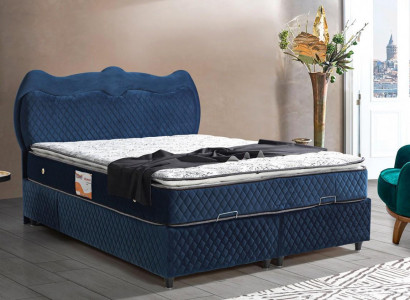 Łóżko Design bed Luxury Blue Podkładka Sypialnia Meble Luxury Modern Box Spring
