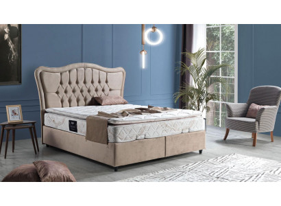 Łóżko Design bed Luxury Podkładka Sypialnia Meble Modern Beige 160x200