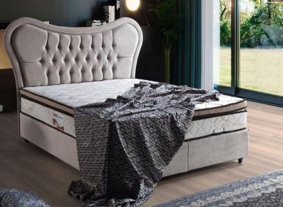 Łóżko Design bed Luxury Beige Podkładka Sypialnia Meble Chesterfield 160x200