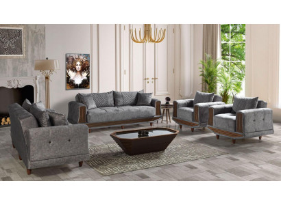 Zestaw sofowy 3+2+1+1 miejsce do siedzenia Włókienniczy Drewno Sofa 3 miejsce do siedzenia Modern Fotel Kompletny zestaw