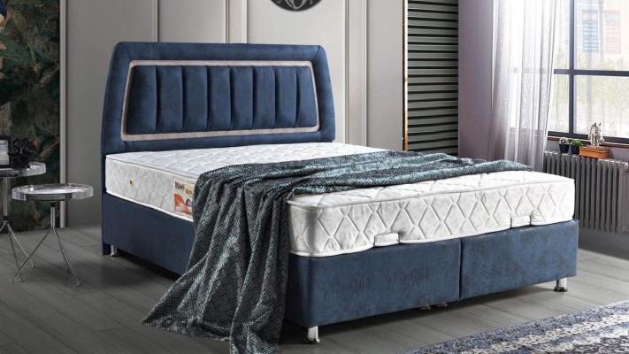 Łóżko Design bed Luxury Podstawa łóżka Podkładka Sypialnia Meble Modern Blue