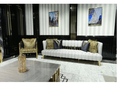 Luksusowa Biała Sofa 3 miejsce do siedzenia z Fotel Modern Design Meble Trzyosobowa