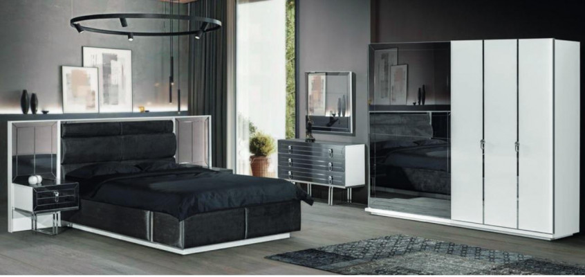 Design Sypialnia Zestaw 6 szt. luksusowa Szafa Łóżko Stolik nocny Kredens
