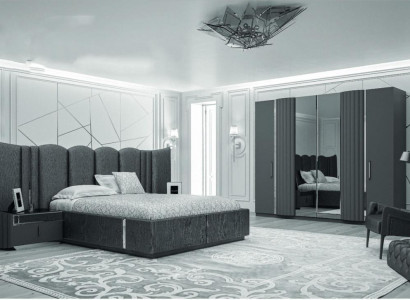 Łóżko 2x Szafki nocne Szafa 4-częściowy Zestaw Sypialnia Modern Luxury Nowość