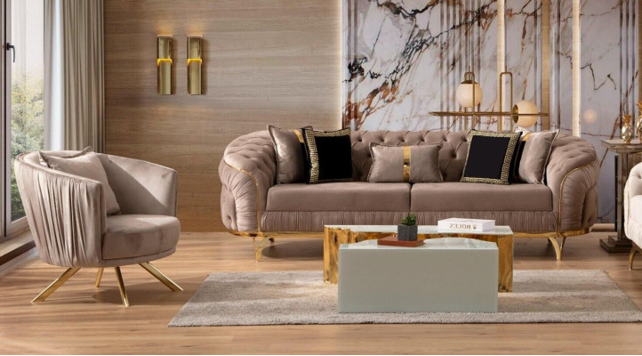Luksusowy Zestaw sofowy 31 miejsce do siedzenia Włókienniczy Designerska Sofa Chesterfield Modern