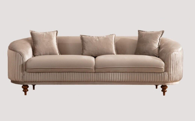 Sofa 3 miejsce do siedzenia Elegancki Fotel Nowoczesny Luksus Design Drewno Meble Podkładka