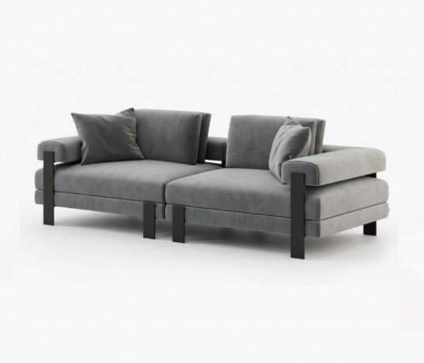 Luksusowe 2 miejsca do siedzenia Sofa w stylu włoskim Poliester Szary Salon