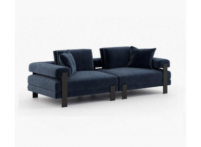 Sofa 2 miejsce do siedzenia Sofa tapicerowana Blue Textill Design Modern Couch Sofas Luxury