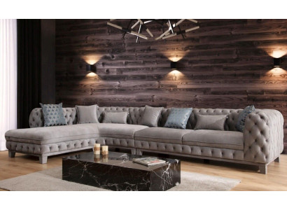 Narożnikowa kanapa Kanapa w Kształcie L Chesterfield Design Sofa Nowoczesna Materiał Włókienniczy Nowość