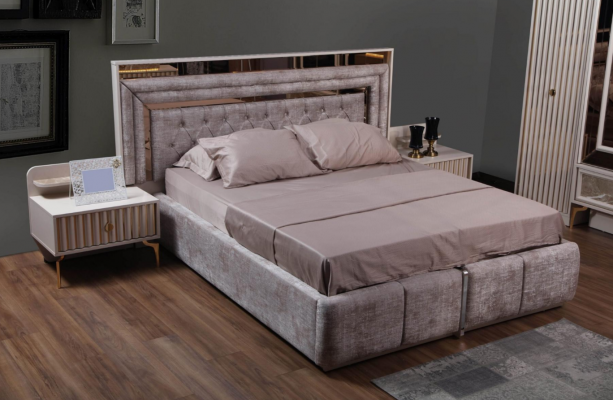 Nowoczesny komplet Sypialnia Łóżko Szafki nocne Designer Meble