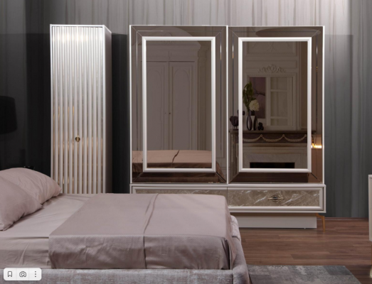Nowoczesny komplet Sypialnia Łóżko Szafki nocne Designer Meble